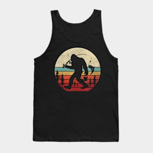 Bigfoot Fishing Retro Sasquatch Dad Men Kids Tank Top